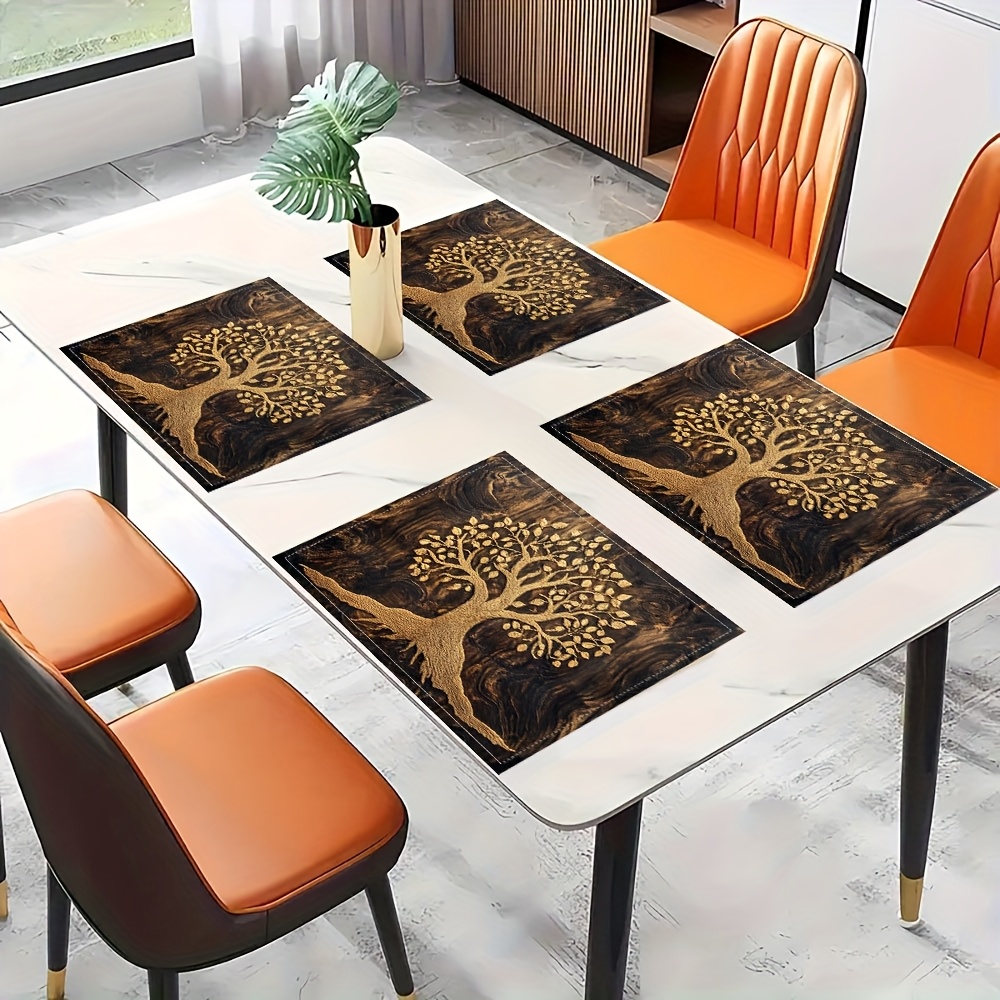 Outdoor Furniture Wood - Vintage Koyu Ahşap Desenli Altın Hayat