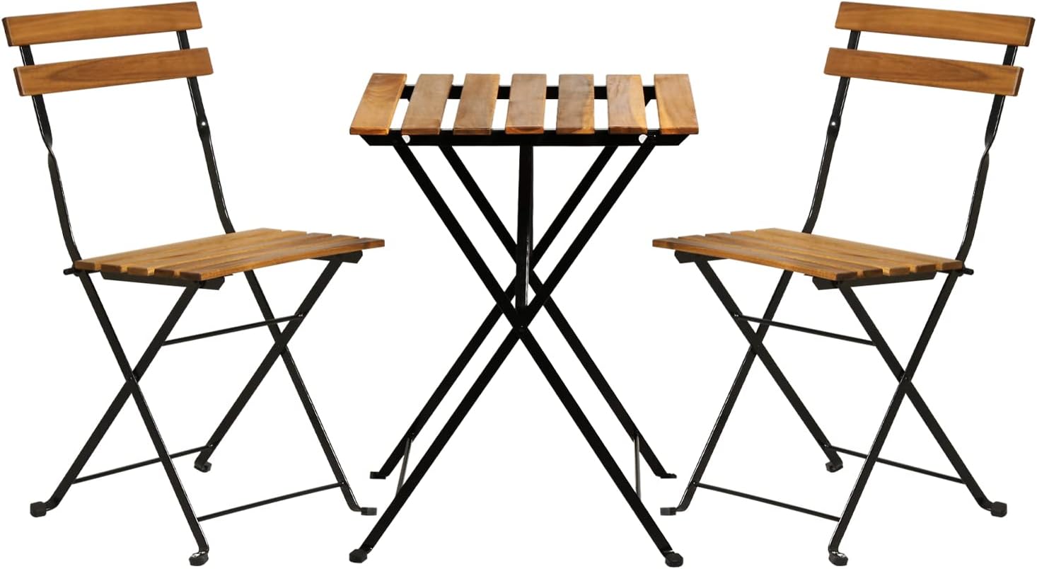 Outdoor Furniture Wood - Doğal ahşap 3 parçalı katlanabilir veranda