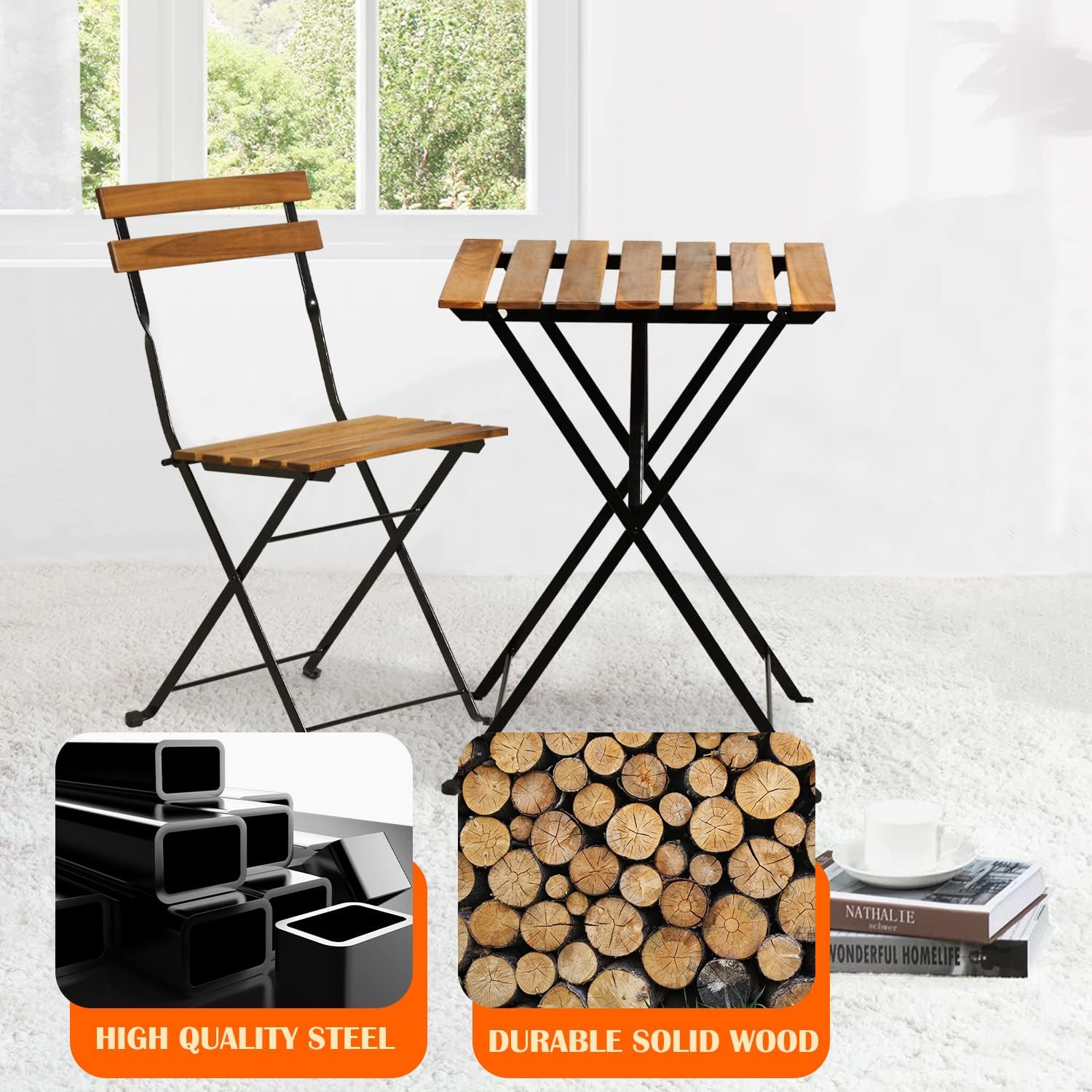 Doğal ahşap 3 parçalı katlanab - Outdoor Furniture Wood incelemesi ve fiyatı